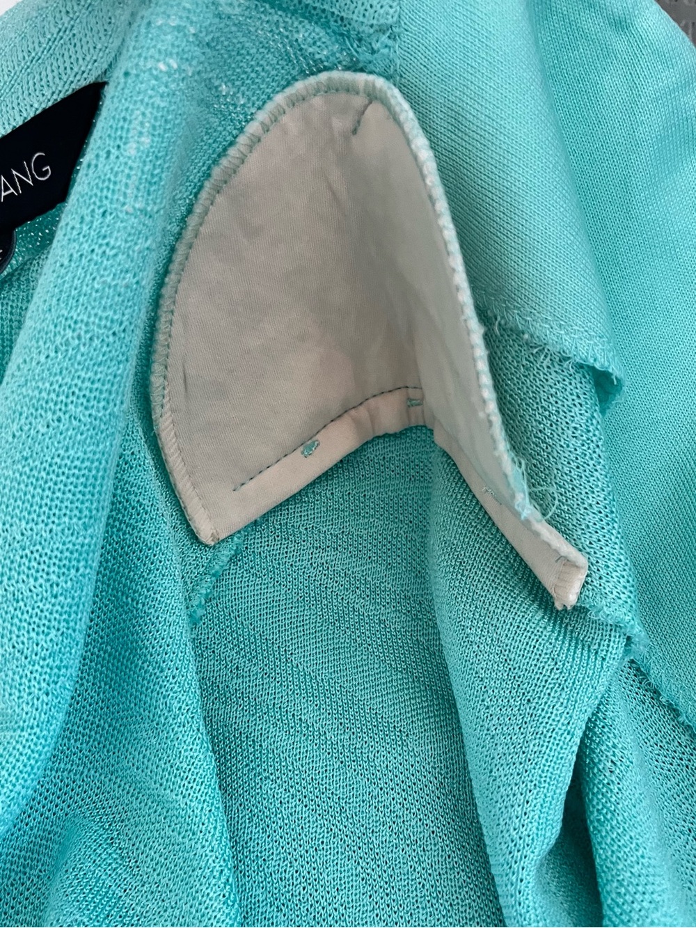 Ming Wang Women's XL Aqua Knit Jacket Cardigan Black Embellished Sleeve Office - Picture 9 of 10